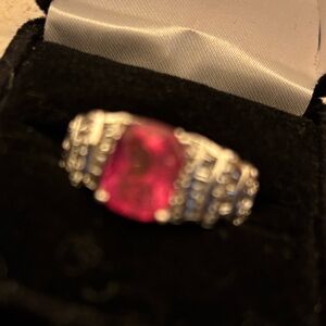 Elegant Raspberry Color Pink Tourmaline and Diamond Ring Watch Video